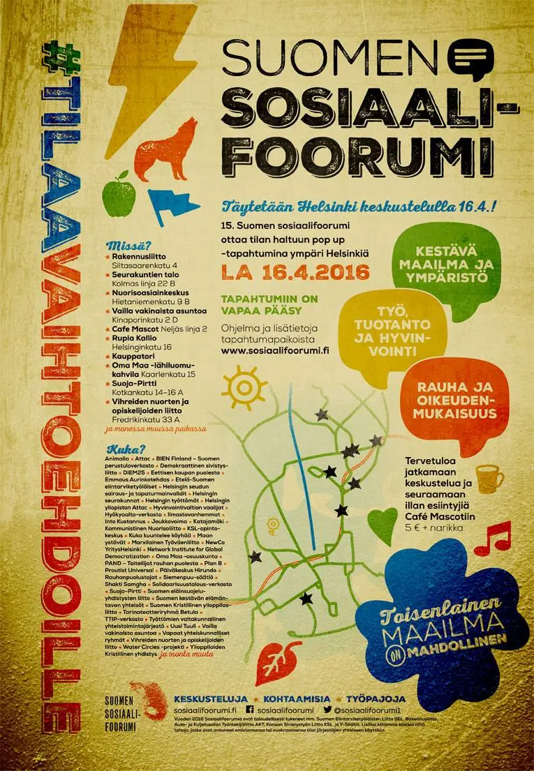 Suomen pop up -sosiaalifoorumin juliste