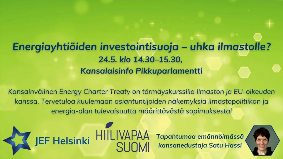 Seminaari: energiayhtiöiden investointisuoja – uhka ilmastolle?