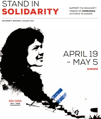 Euroopan solidaarisuusmatkallaan hondurasilaiset aktivistit vaativat mm. Finnfundin välitöntä vetäytymistä Agua Zarca -patohankkeesta