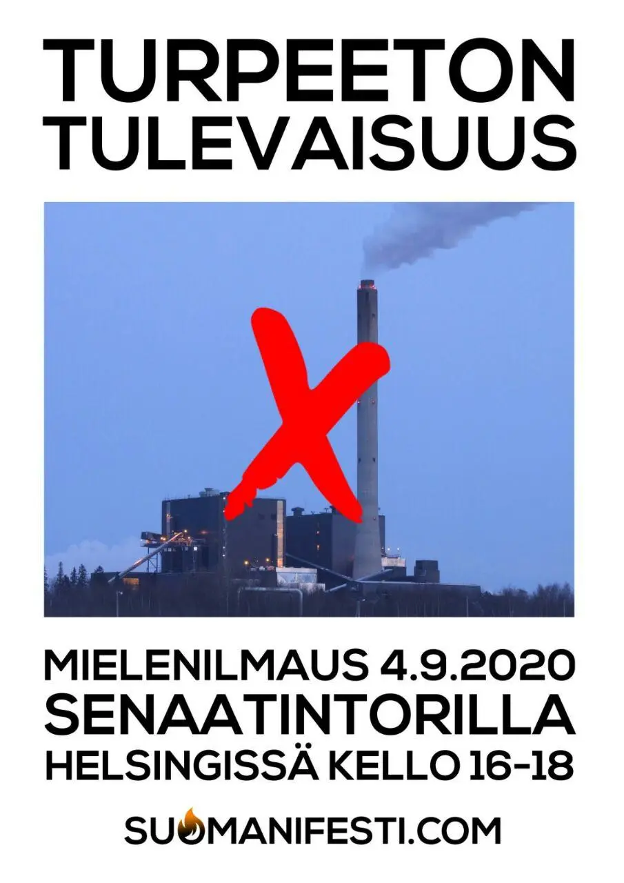Turpeeton tulevaisuus -mielenosoitus Senaatintorilla